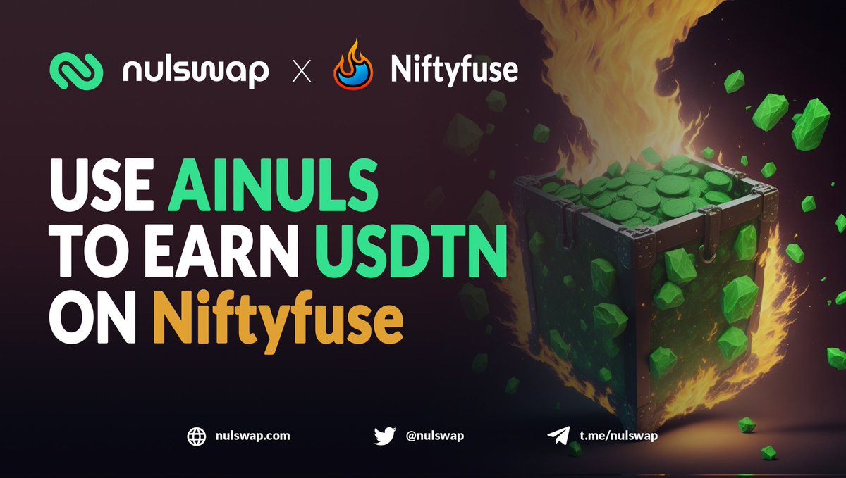 Exciting news!🚀

#Niftyfuse has just integrated our synthetic asset, $aiNULS, into their staking platform! 

Now you can stake $aiNULS to earn $USDTN. This showcases the ever-expanding use case of aiNULS, fueling #NULS and the entire #crypto ecosystem. 

Get staking now! 

#DeFi