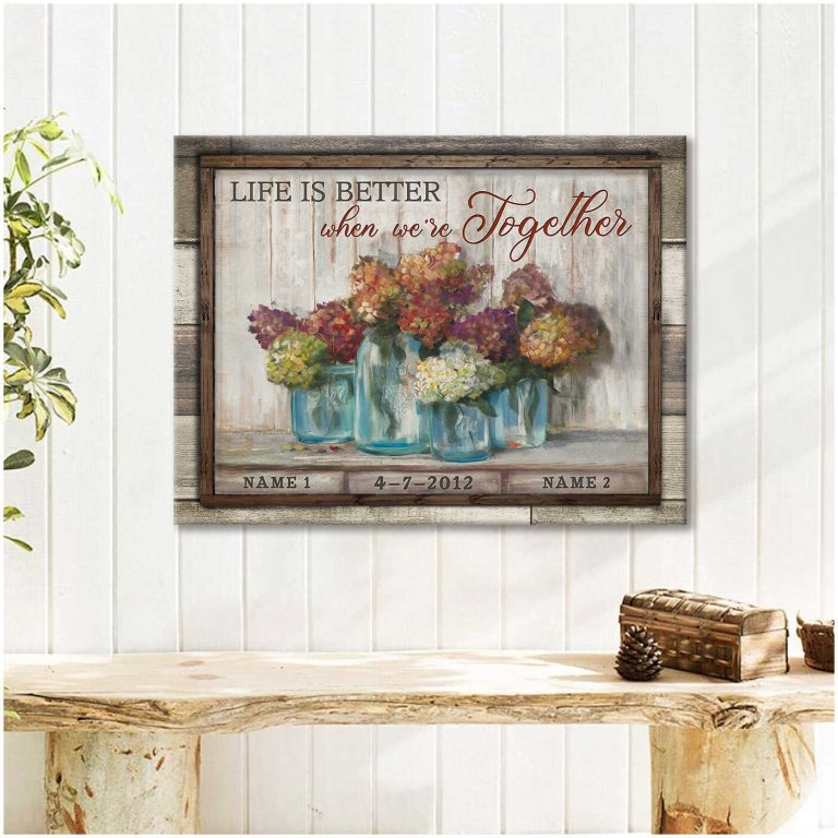 Introducing our exquisite 'Personalized Hydrangeas in Mason Jar' farmhouse canvas prints! 🌸🌿 This enchanting piece of wall art captures the beauty of nature and the warmth of togetherness.
#HydrangeasInMasonJar #CustomNameAndDateCanvas #FarmhouseWallArt #PersonalizedHomeDecor