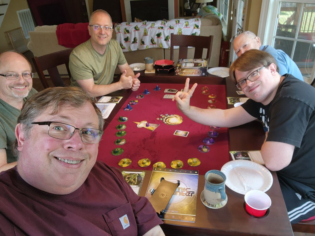 Having a nice, cutthroat game of Cosmic Encounter. #cosmicEncounter, #CarolinaGameTables