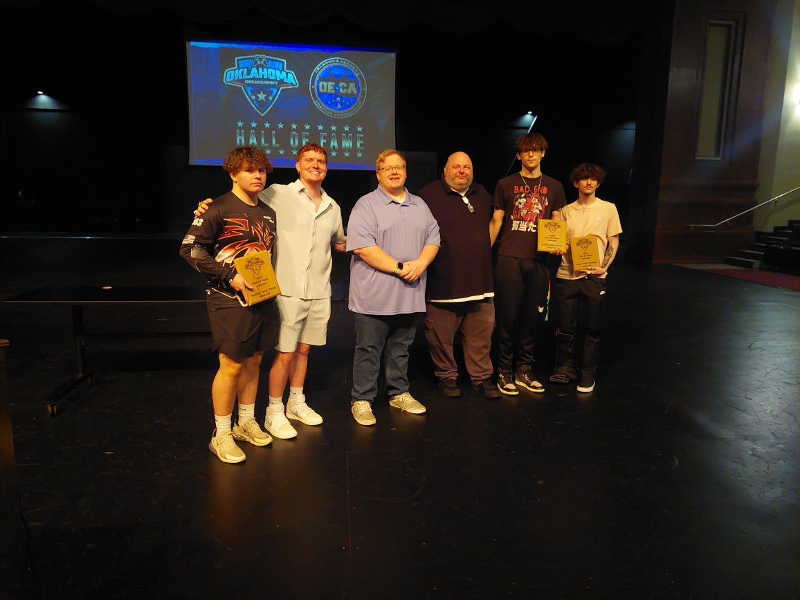 OKECA_'s tweet photo. Also inducted into the Oklahoma Esports Hall of Fame was @OKEsportsLeague’s own Todd Borland. Todd created OeSL and essentially kickstarted the grassroots movement in Oklahoma. Also inducted was the Blair Broncs COD Team, and Annan “Glory” Karim from Westmoore! https://t.co/XMQJBIGTDa