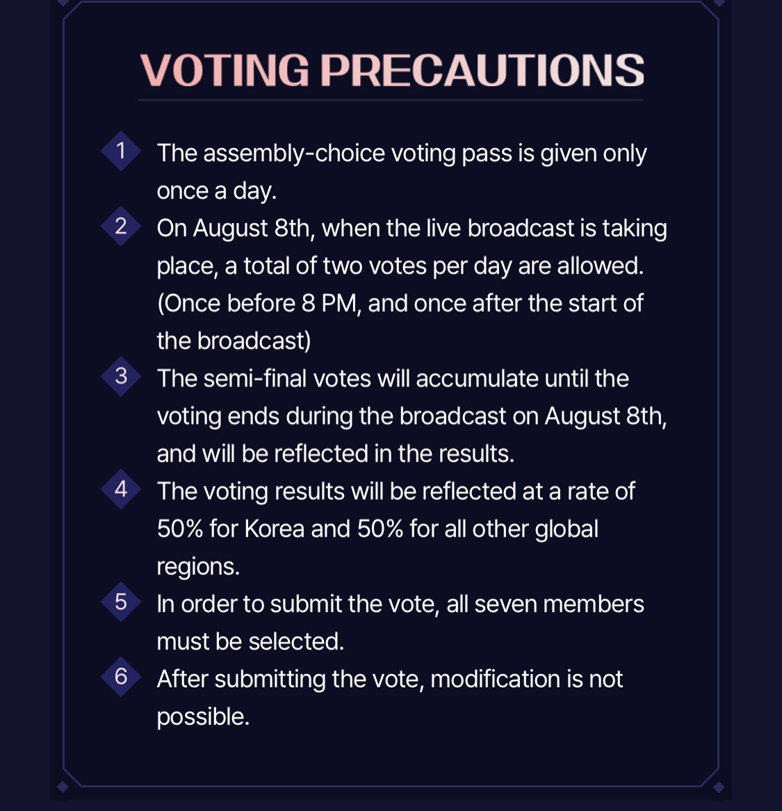 Voting changed to *ONE VOTE PER DAY* until 8 Aug.
On 8 Aug, you can vote once "BEFORE 8PM" and once more during the broadcast.

#위키미키 #엘리 #정해림
#WekiMeki #Elly
