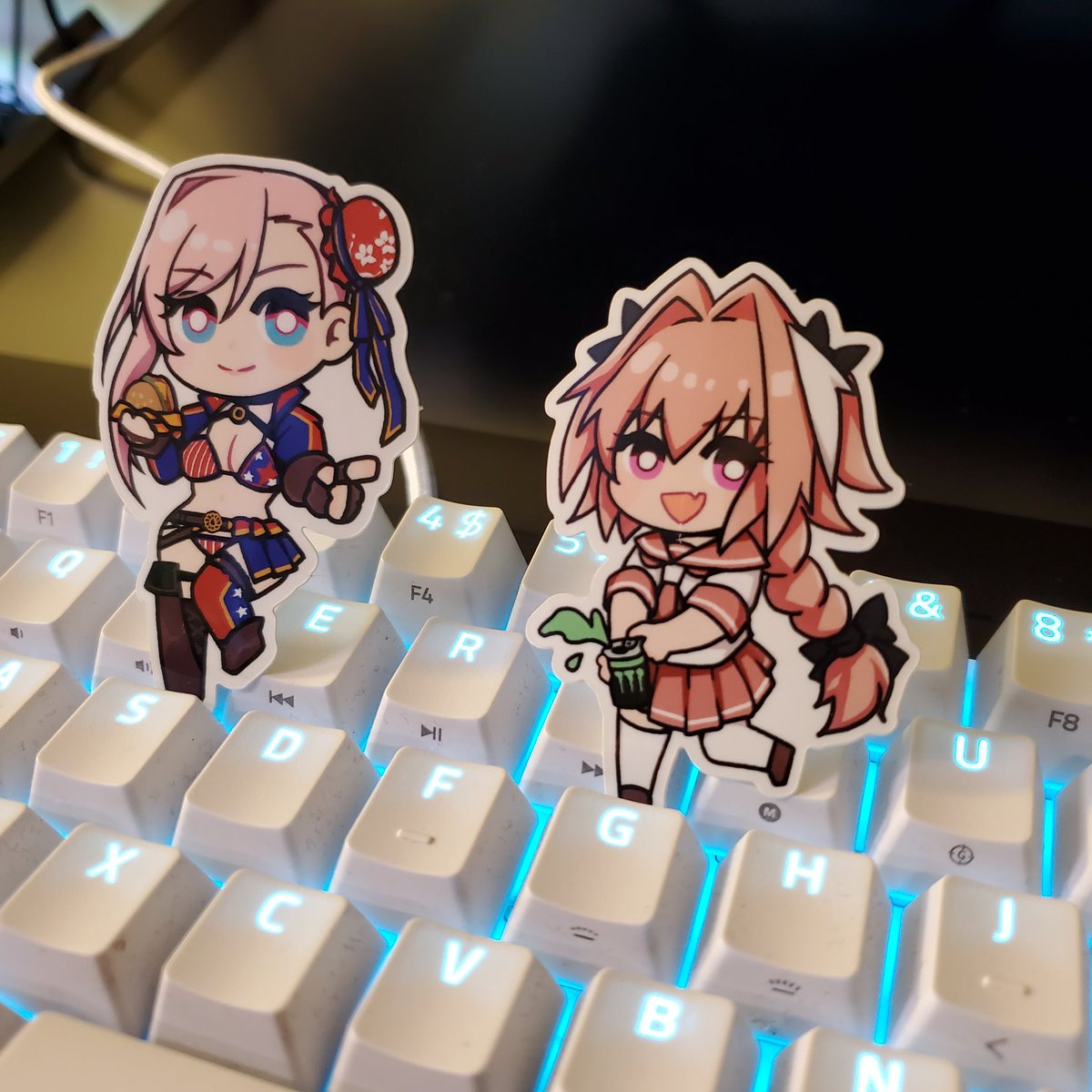 Sekyo_art's tweet photo. New sticker arrived. I'm in love with my meme lord Astolfo and Kafka look so good!!! Excited to showcase them at Otakon! #StarRail #fgo #otakon https://t.co/LBWWkpkyu9