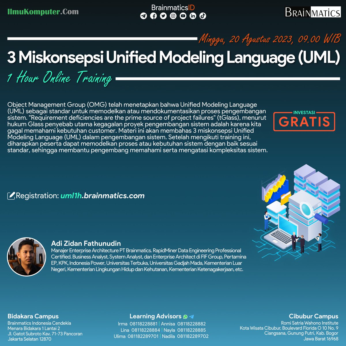 BrainmaticsID's tweet photo. Hi Brainers, 

Mau nelajar tentang Unified Modeling Language (UML)? Bisa banget!! 

GRATIS loh ini 🤩

daftar di link ini ya 🔗https://t.co/iTITAqaxXb

#IT #Training #BrainmaticsID #BraindevsID #EducatingtheEnterprise #UML #UnifiedModelingLanguage https://t.co/cC96BzcAfp