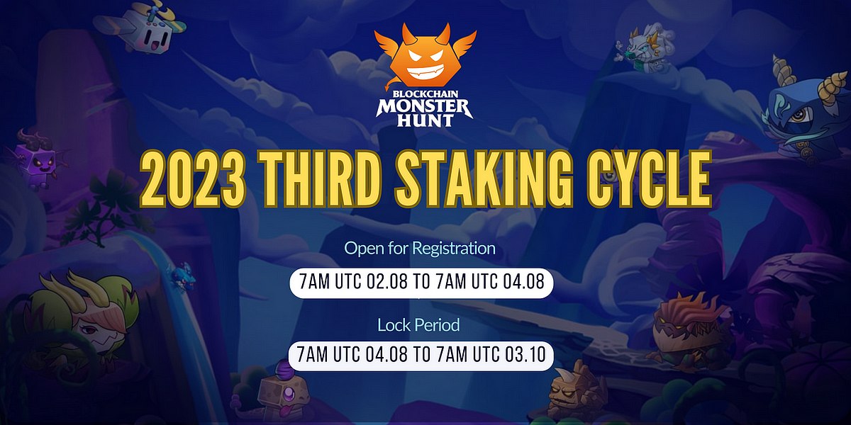 🚨 The new Staking cycle of Blockchain Monsters Hunt is now in the horizon 🥳 🎯 Get your collection ready for the Monster Councils, the perfect place to be for busy players to earn rewards without risking a single battle!! Registration: 7 AM UTC 02/08 - 7 AM UTC 04/08/2023