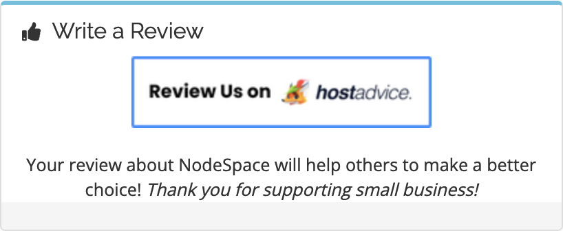 NodeSpace's tweet image. Are you a current client? Share your feedback and help others discover us! Want to read our current reviews? Check them here: hostadvice.com/hosting-compan…