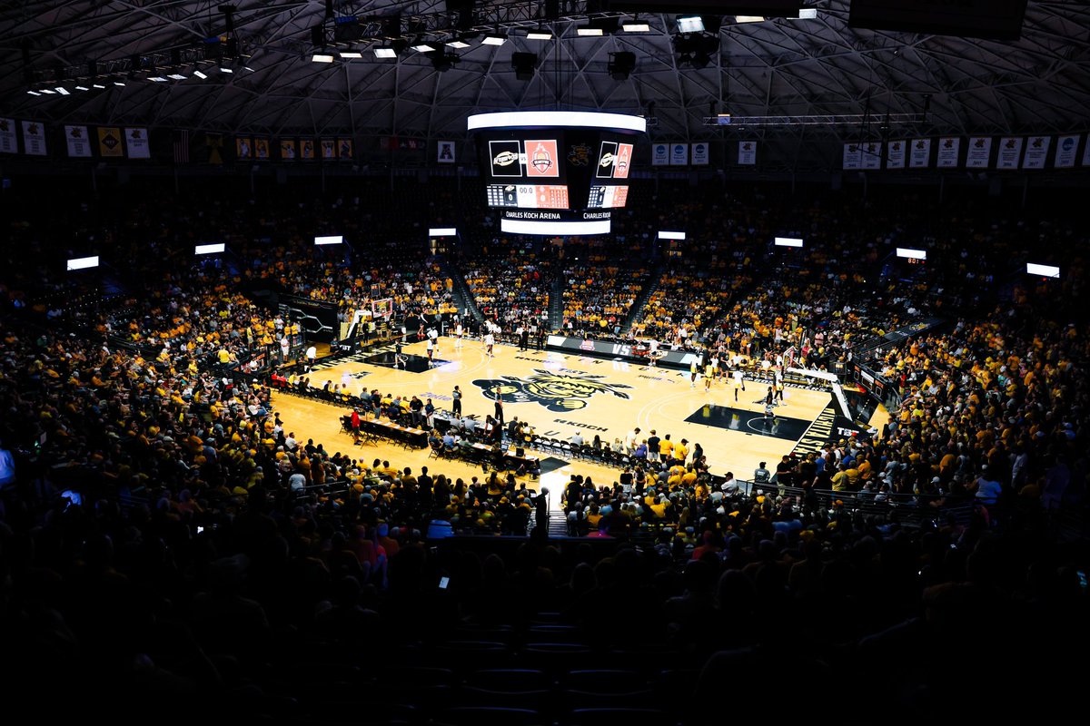 GoShockers's tweet photo. WITH 7,202 FANS IT’S THE LARGEST CROWD IN TBT HISTORY ‼️🔥

Shocker Nation SHOWED OUT for the AfterShocks once again and sets yet ANOTHER attendance record in The Roundhouse!

Charles Koch Arena: a place like no other… https://t.co/nS37IcM51F