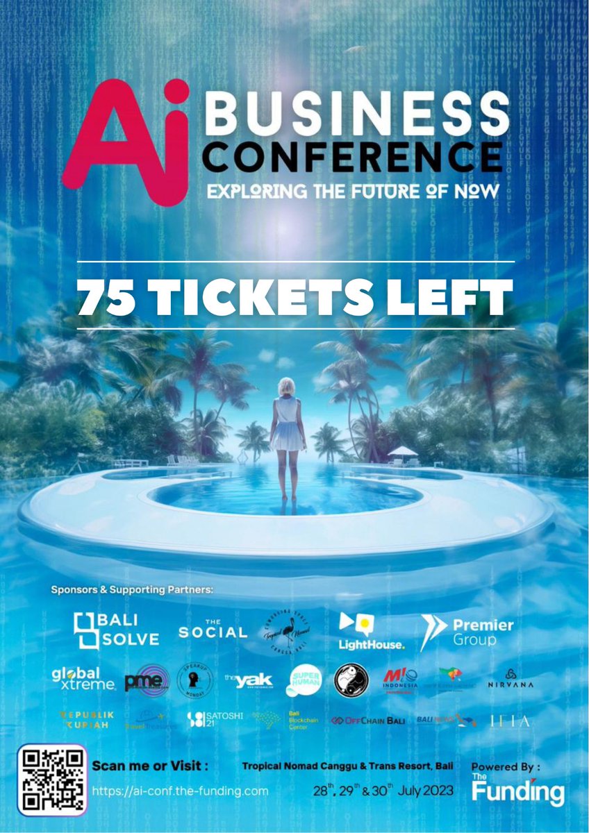 SGrindBali's tweet photo. 🎫 Select your perfect ticket and grab a special 10% discount on all tickets using Promo Code: STARTUPGRINDAICONF

Book now at: https://t.co/oMcFgNggdV

For more information about the event and speakers,
visit: https://t.co/mh5auzUIQe https://t.co/UZ90FBtqKc