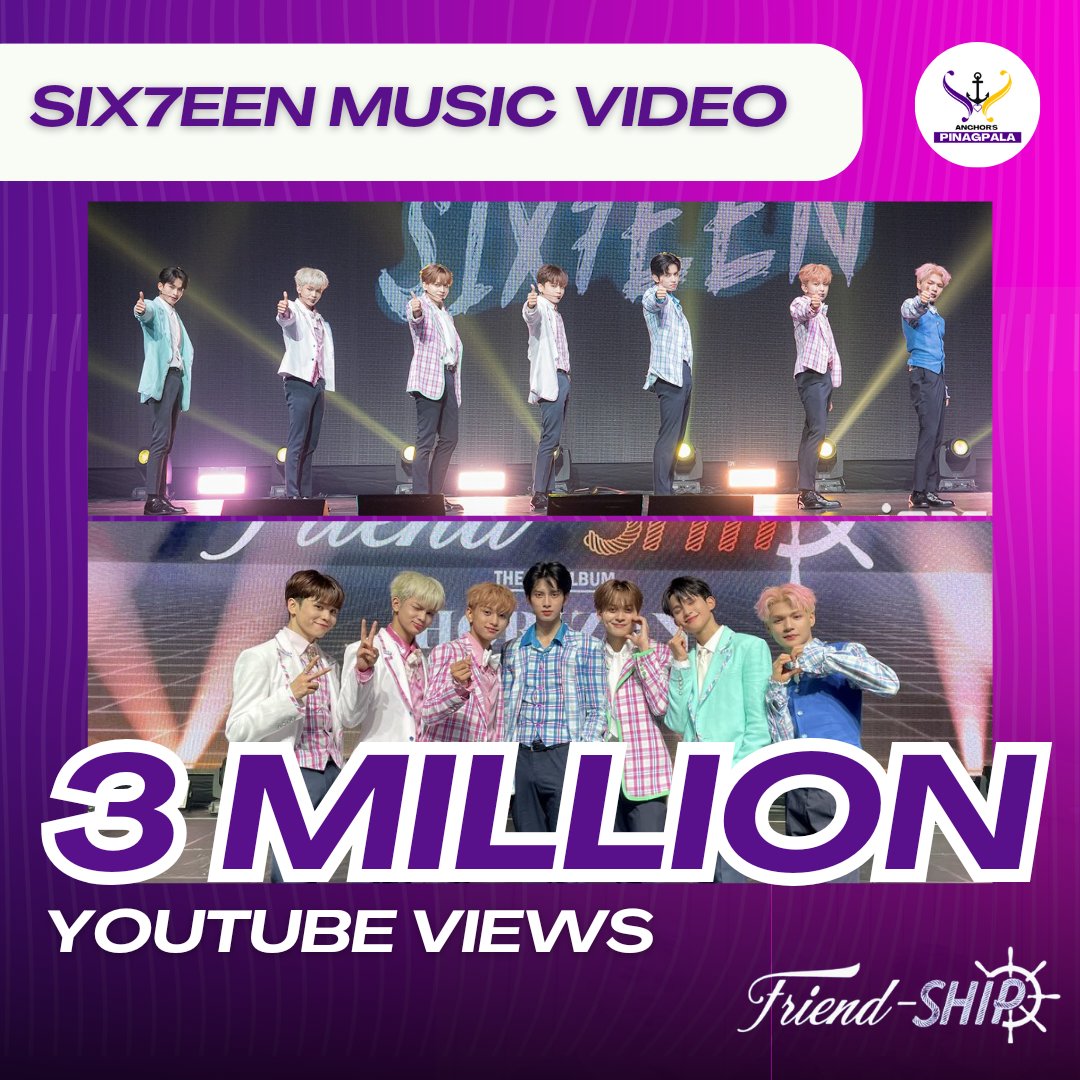 Anchors_GA's tweet photo. HAPPY 3 MILLION!!

Congratulations, HORI7ON and ANCHORS we dit it. 

SIX7EEN Music Video is out now. Reply/QRT with our tags "HAPPY 2M SIX7EEN" engage!!!

Link: https://t.co/O5oq09uqyi

#SIX7EEN
#HORI7ON_FRIENDSHIP #HORI7ON_SIX7EEN_OUT_NOW 
#HORI7ON #호라이즌 https://t.co/HhnxuEA4NT