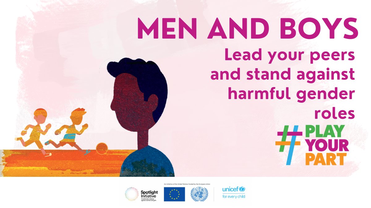 Men and boys can challenge negative ideas of what it means to be a man. Be an example to your peers by standing against harmful traditional gender roles. Say #EnoughToViolence #PlayYourPart #SpotlightEndViolence