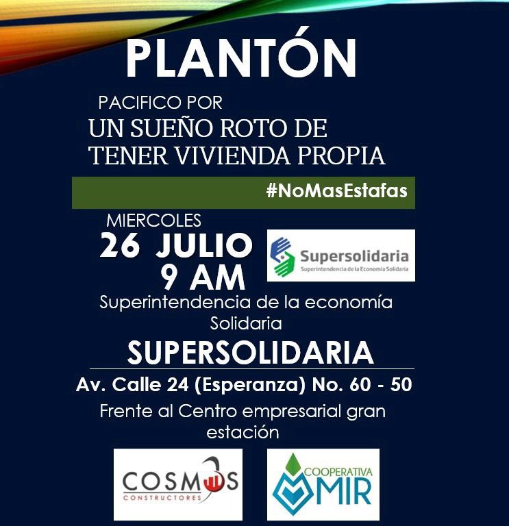 2617Pt's tweet photo. @CanalRCN @NoticiasCaracol @Citytv @_supersolidaria @Cooperativamir 
Nadie va a luchar por lo de nosotros, solo NOSOTROS… Nosotros sabemos cuánto nos ha dolido y cuantos nos duele haber entregado TODOS NUESTROS AHORROS! No es justo con nosotros y nuestras familias. https://t.co/VOmxWdolDj