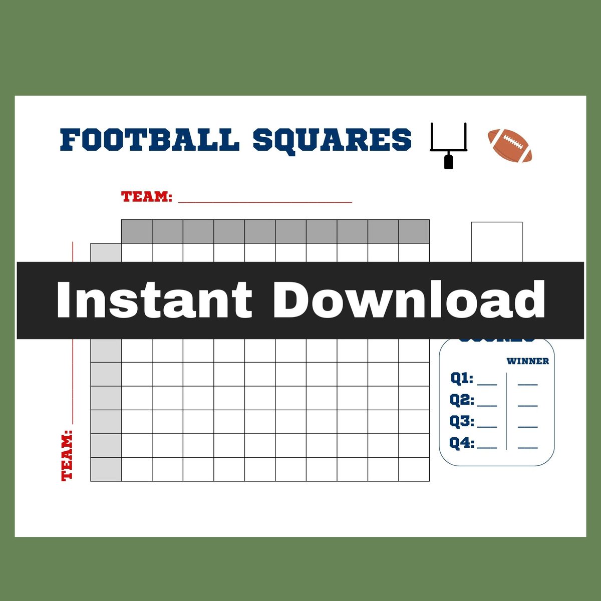 morganblvd's tweet photo. New! Football Squares Printable 🏈
https://t.co/kismlEZa59 #football #bettingsports #printables https://t.co/Q2QjIfDh1D