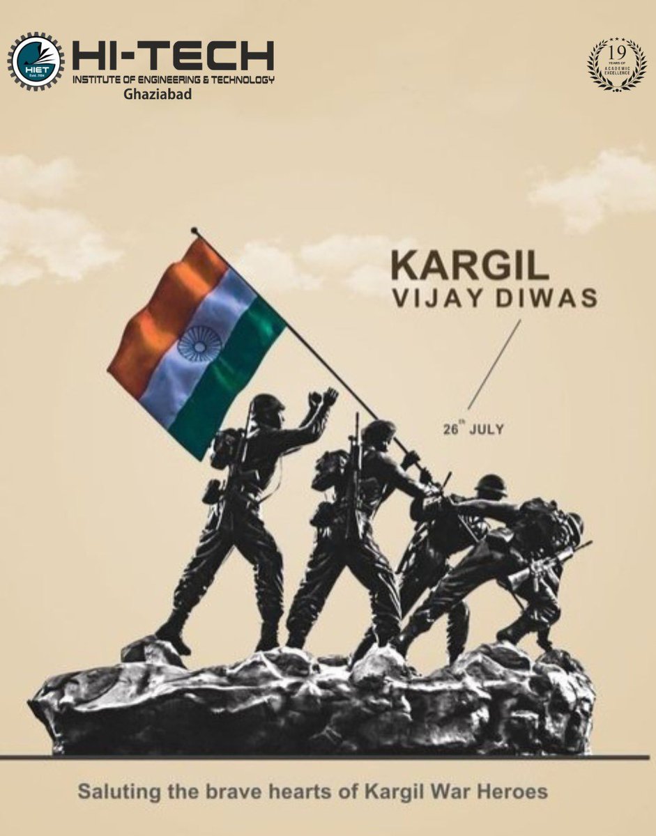 HiTechColleg's tweet image. Wishing everyone a day filled with pride and patriotism as we celebrate Kargil Vijay Diwas. Remembering the valiant heroes who made us proud.

#Kargil #KargilBraveHearts #Vijay