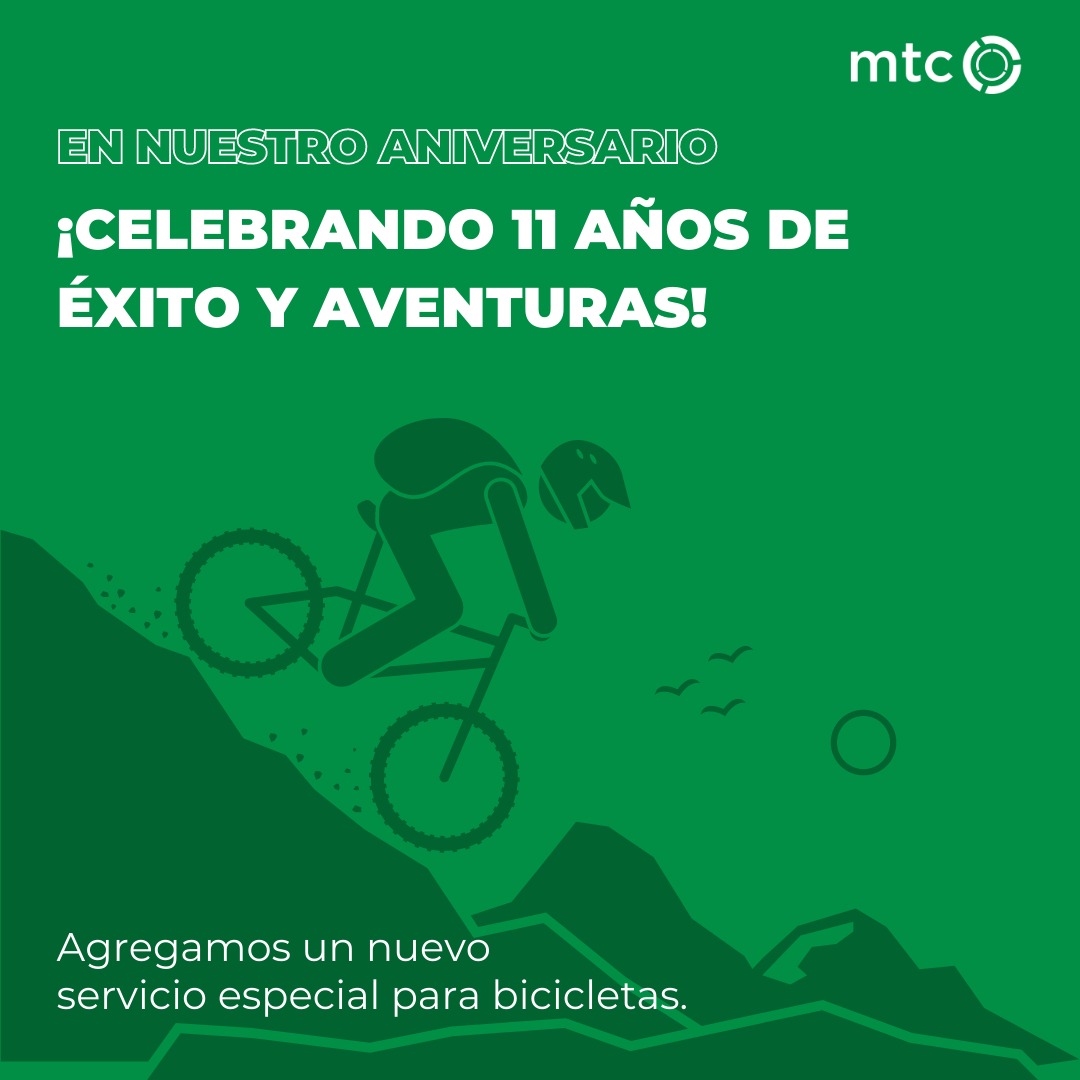 MT_Colectivo's tweet photo. ¡11 años de éxito y aventuras! En nuestro #aniversario, tenemos un nuevo servicio para #ciclismoderuta y #turismosostenible. Viajemos juntos, seguros, cuidando nuestro planeta.  #MTColectivo, tu mejor opción en transporte sostenible. ¡Pedalea hacia el futuro con nosotros! https://t.co/Q7aG8ApDCL