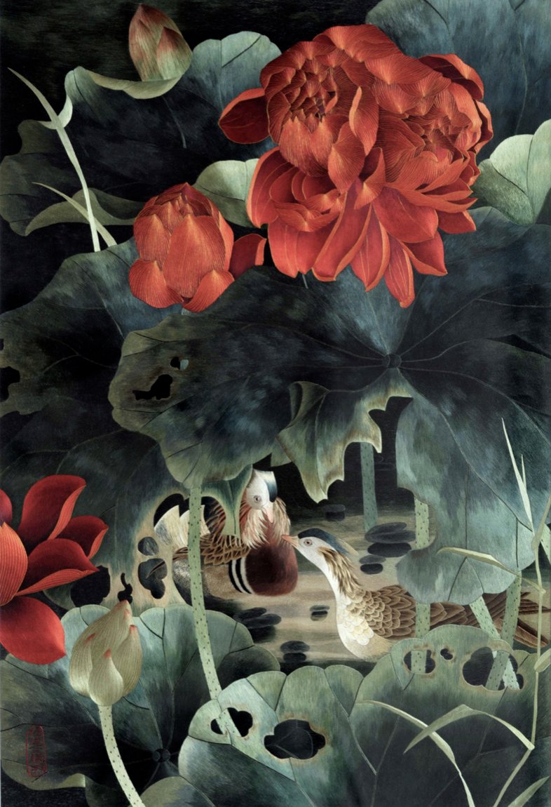 LoveYiwu's tweet image. #ShuEmbroidery incorporated flowers, leaves, animals, mountains, rivers and human figures as their themes.