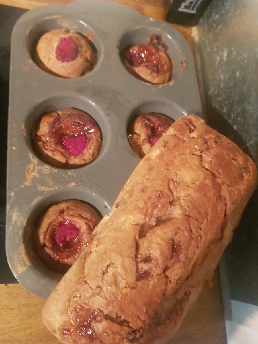 Midgimm's tweet image. Banana bread and raspberries ... rainy dayz comfort fooooood ❤