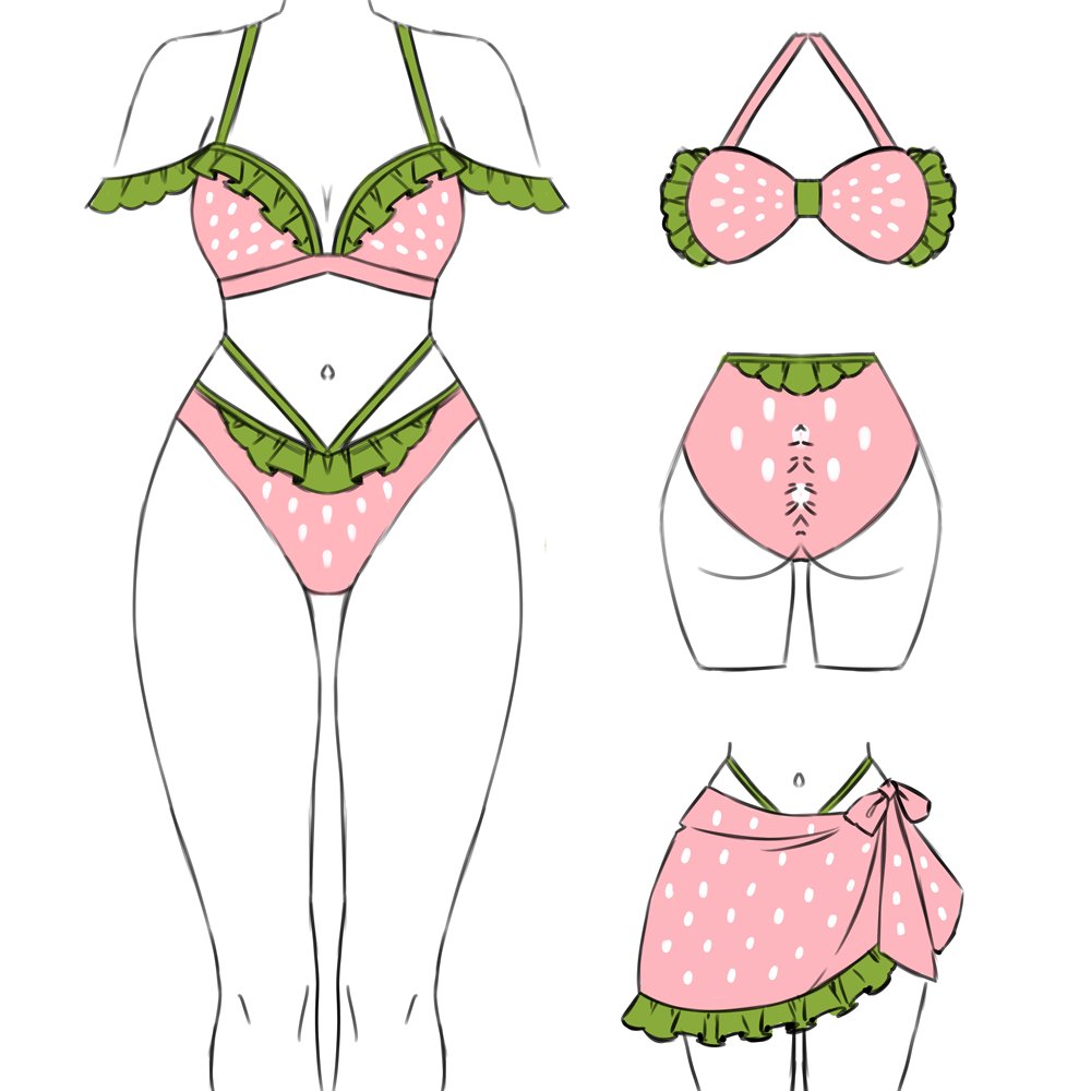 NyahalloShop's tweet photo. Pink and black strawberry swimsuits 🍓👙 https://t.co/7F1FLiJnjv
