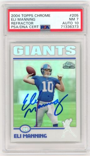 Eli Manning 2004 Topps Chrome Rookie Refractor Autograph #205 PSA 7 Auto 10 RC #ad #thehobby https://t.co/VdLljYE4Xa https://t.co/GG7ORLbH5C