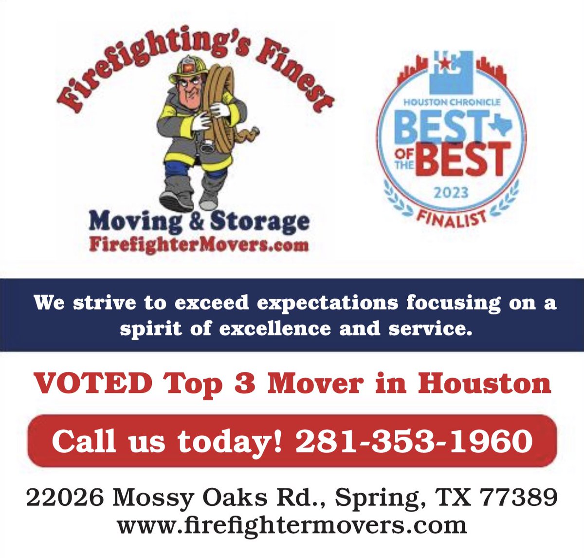 Thank you Houston Chronicle &amp; all of you who voted for us! We are proud to be voted Top 3 Mover! 📦