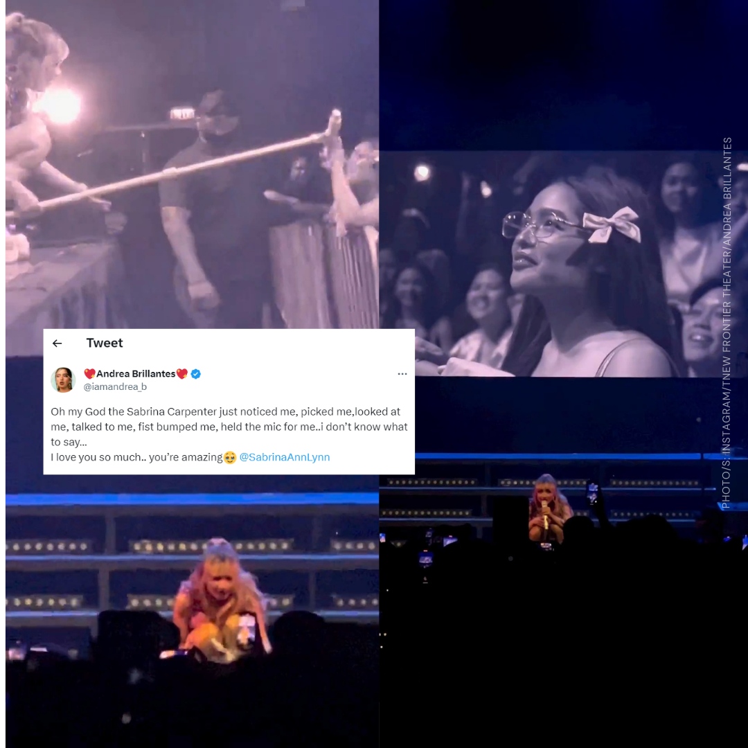 PEPalerts's tweet photo. ANG SWERTE 🤩 Andrea Brillantes had a fangirl moment with Sabrina Carpenter when Sabrina interviewed her during the concert. So lucky!

To get the latest entertainment news, visit https://t.co/jwBFNbG27q https://t.co/VzqCVqU2qJ