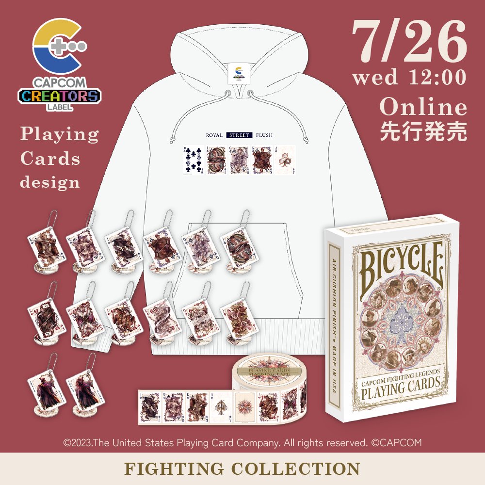CAPCOMCREATOR's tweet image. ◤　𝗖𝗔𝗣𝗖𝗢𝗠 𝗖𝗥𝗘𝗔𝗧𝗢𝗥𝗦 𝗟𝗔𝗕𝗘𝗟　◢

｜Playing Cards design by #CCL

パルコ公式通販サイト「ONLINE PARCO」にて
本日7月26日(水)よりオンラインにて先行販売開始。
&amp;gt;&amp;gt;&amp;gt;店頭販売は7月28日(金)から

online.parco.jp/shop/c/cs02579…