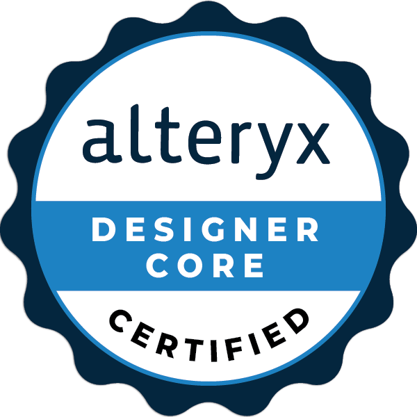 ckulkarni7's tweet image. I’m happy to share that I’ve obtained a new certification: Alteryx Designer Core Certification from @alteryx! 

#alteryx #analytics