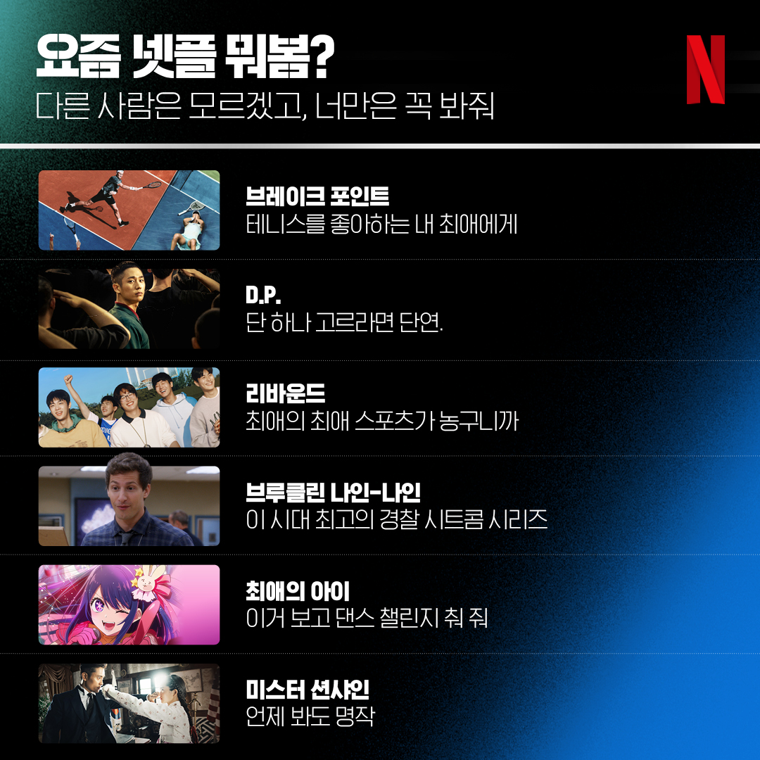NetflixKR's tweet photo. 최애를 떠올리며 추천해주신 사심 가득 넷플리스트💝
내 추천작을 보고 있을 최애를 생각하면..(흐뭇)

#요즘넷플뭐봄 #넷플리스트 https://t.co/Lm7LiVMYRJ