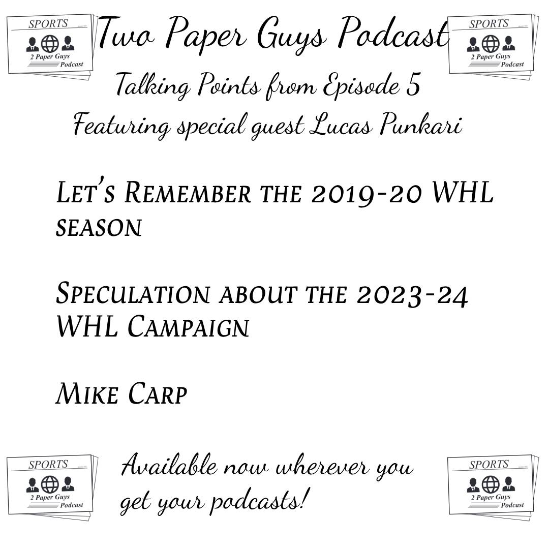twopaperguyspod's tweet photo. We had @lpunkari join the show to talk about the cancelled 2019-20 WHL season amongst other things. 

The full episode is available now!
https://t.co/q6z2ZztPrP
#TwoPaperGuysPodcast #WHL #SupportYourLocalNewspaper https://t.co/wNjEArxIVk