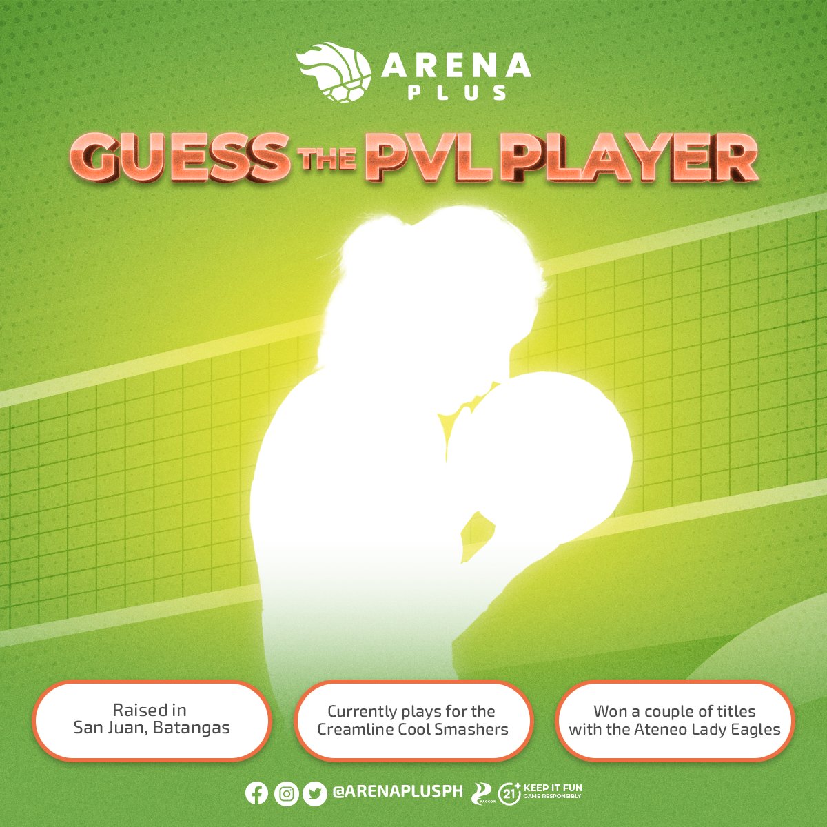 arenaplusph's tweet photo. Sa mga PVL stans diyan, kilala niyo ba ang astig na featured player natin today?

If yes, share niyo na answers niyo! 😍

#ArenaPlusPH #AsitgSaSports #sports #PVL2023 #TheHeartOfVolleyBall #VolleyBallPlayer #CreamlineCoolSmahers https://t.co/xh4sb4qNwL