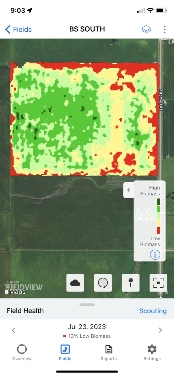 Delaro 325 sc applied 7/16
Field Health Image 7/23
Test strip without fungicide sticks out already.