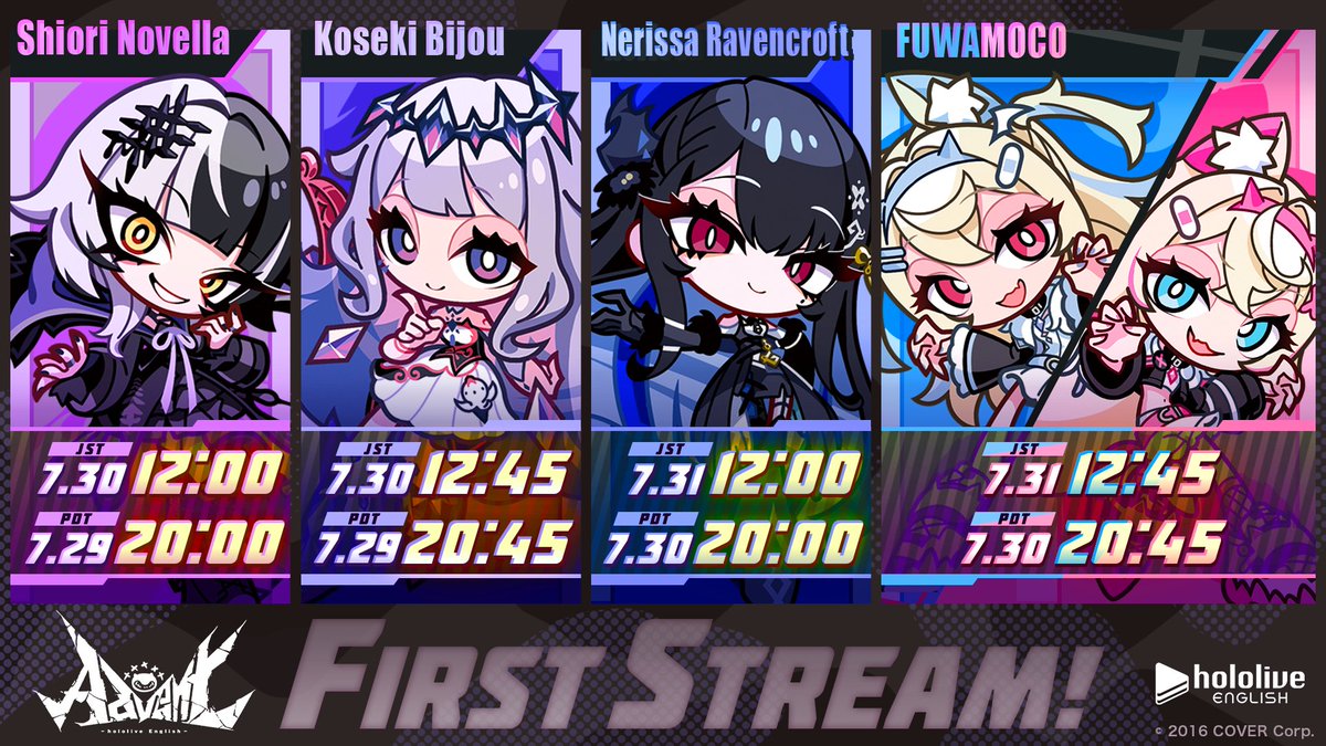 hololive_En's tweet image. [#holoAdvent Debut Stream Schedule]

Day 1: @shiorinovella &amp;amp; @kosekibijou
👁‍🗨youtube.com/live/EwGAcKnE-…
🗿youtube.com/live/rpAQib0T5…

Day 2: @nerissa_en &amp;amp; @fuwamoco_en
🎼youtube.com/live/gg3SrFzHn…
🐾youtube.com/live/Kttt7pb5o…

*The 1st #holoAdvent collab stream is scheduled on…