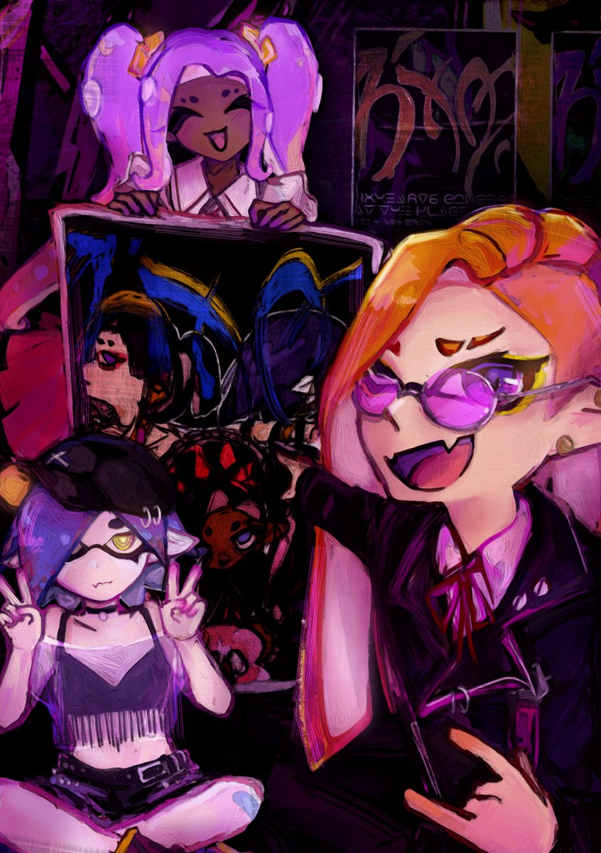 I forgot to share this the other day!
Here is my piece i drew for <a href="/risinghueszine/">Rising Hues Zine💫 OUT NOW!</a> 

I had a great time creating some new ocs  (3xX) for this zine and I hope their personalities come through in this piece :3