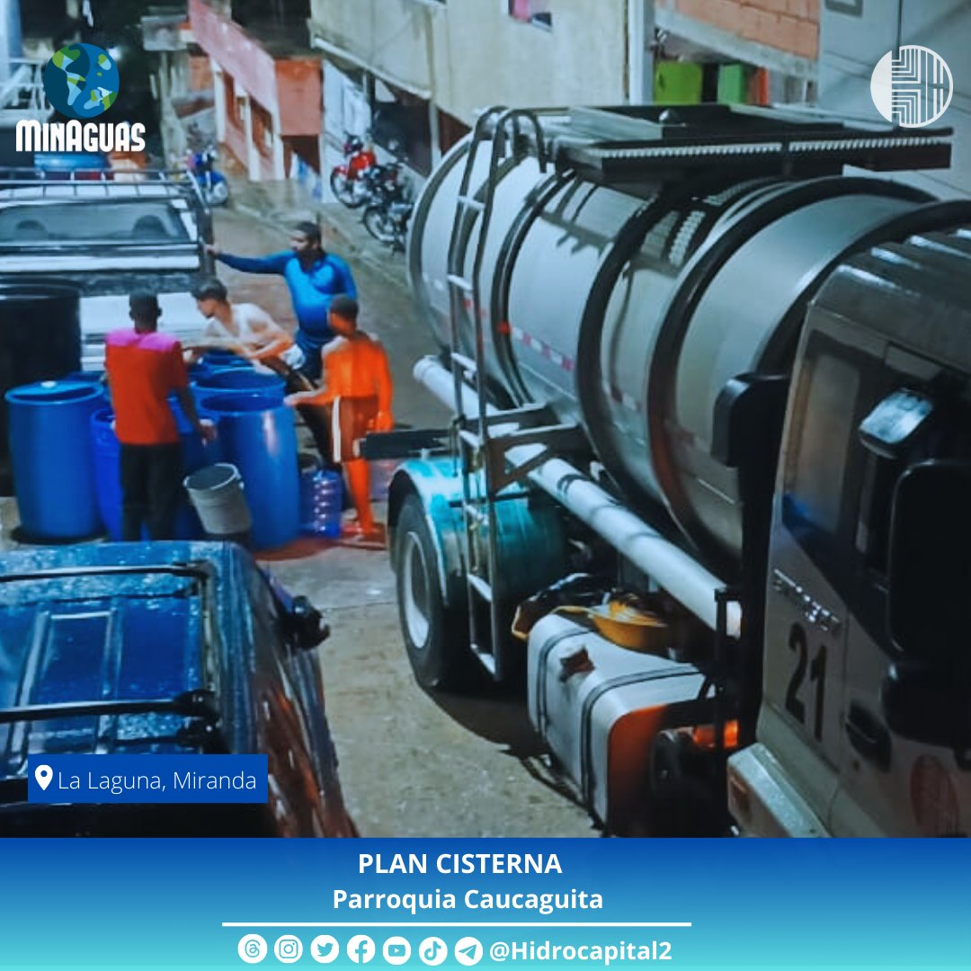 hidroven_ve's tweet photo. #PlanCisterna Se mantiene desplegado en Turumo, Sector La laguna, Parroquia Caucaguita Municipio Sucre como medida de contingencia ante los trabajos que se realizan para restablecer el servicio en el Sistema Tuy II @NicolasMaduro @RMarcoTorres @harolclemente https://t.co/tr7xFS8BFc