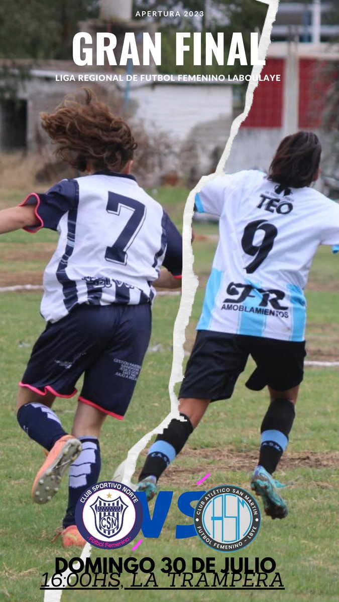 LA FINAL DEL FEMENINO🇳🇮💖
🆚 San Martin. 
📍La Trampera, Levalle. 
16:00hs, vamos pibas, con todo🙌👏