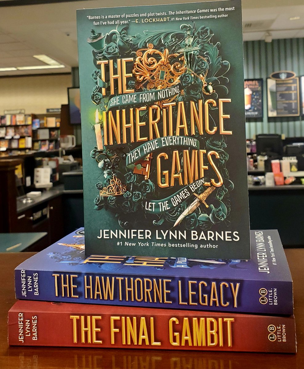 Have you inherited this series yet? The Final Gambit FINALLY came out in paperback, so now you can have the matching set! What did you buy on new release Tuesday?

#Bnsalem #bn #newreleases #inheritancegames #hawthornegacy #finalgambit #jenniferlynnbarnes #newreleasetuesday #tbr