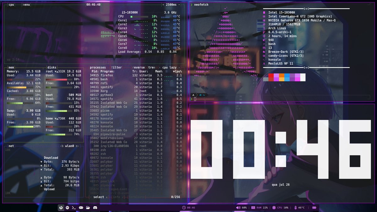 Sr_Rico1's tweet photo. Demorou mas terminei, finalmente o rice tá do jeito q o pai gosta 🙌

#Linux #ricelinux https://t.co/WsmlmpRbHv