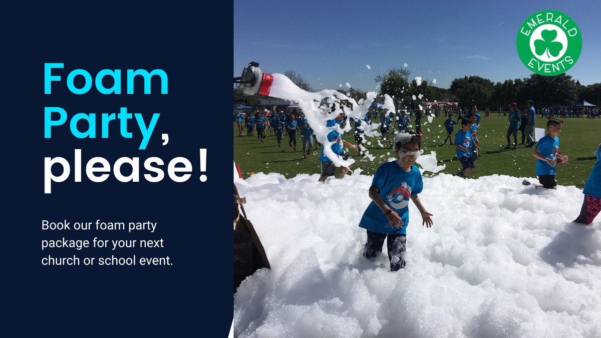Foam Party anyone? We have the perfect Foam Party attraction for your next school or church event, birthday parties, and more! #EmeraldEvents will bring the foam and the fun! Call us now to book your next #FoamParty 714-508-3690. #eventideas #eventrentals #partyplanning #foam