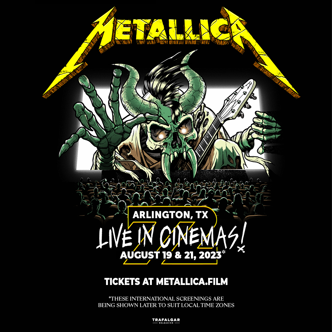 ¡Es hora de dejarte llevar por la potencia del metal! 🤘🔥 Metallica se apodera de la gran pantalla con una experiencia única: las dos noches de su gira mundial M72, transmitida en vivo desde Arlington, TX. 🎥🌍 

¡No te lo pierdas! 19 y 21 De Agosto en cines.