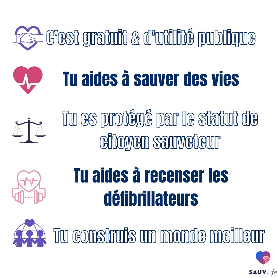 #mondaymotivation

Si vous ne l'avez pas encore fait, voici 5️⃣ bonnes raisons de télécharger l'application #SAUVlife 💪
En +, tu peux t'inscrire à partir de 1️⃣5️⃣ ans et sans formation nécessaire👊

#app #frenchtech #lives #citoyensauveteur #world #heartattack #help #samu