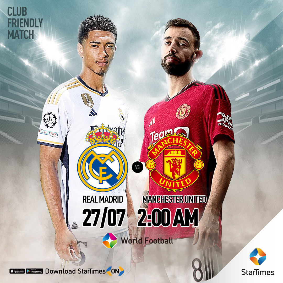 See the top matches to watch out for, from July 27 - 29 on World Football;

Real Madrid vs. Man Utd | 2am | July 27
Al Nassr vs. Inter Milan | 11:20am | July 27
PSG vs, Cerezo Osaka | 11:20am | July 28
Real Madrid vs. Barcelona | 10pm | July 29

Predict the scores! https://t.co/CY6wniIrlH