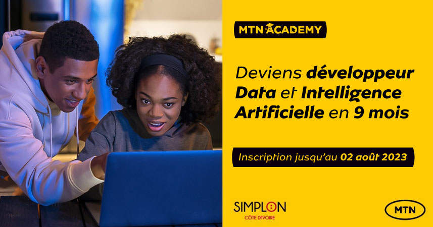 MTNCotedIvoire's tweet photo. MTN Academy propose une formation complète de #DéveloppeurData et Intelligence Artificielle en partenariat avec #SimplonCI pour vous !

📅 Inscriptions ouvertes jusqu'au 2 août 2023 !
 
👉 Inscrivez-vous ici : [ https://t.co/Fwxfv1To7g ]

#FormationDataIA #MTNAcademy #Emploi https://t.co/hdp5hleHQr