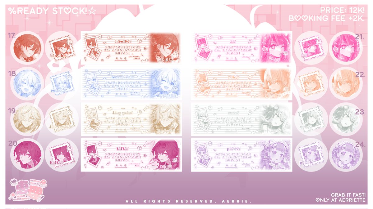 aerriette's tweet photo. ✮. rts are highly appreciated! ໒꒰ྀི´ ˘ ` ꒱ྀིა

hii, aerrie bawain layout hsr, genshin, onk, proseka dan bandori! untuk price tertera di masing" foto ya. bisa ditake dri jam 16:00 WIB dgn fee +2k atau without fee jam 19:00 WIB nantiii. yuk jajan? 

#zonaba #zonauang https://t.co/P9ptKFnrot