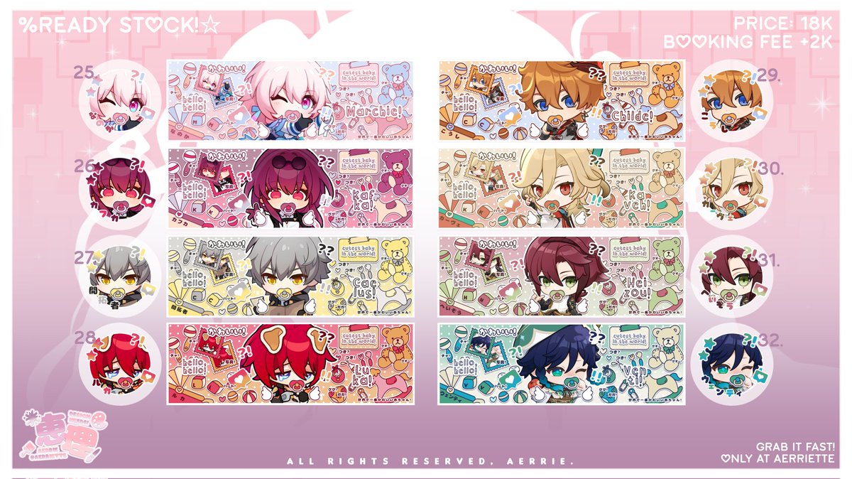 ✮. rts are highly appreciated! ໒꒰ྀི´ ˘ ` ꒱ྀིა

hii, aerrie bawain layout hsr, genshin, onk, proseka dan bandori! untuk price tertera di masing" foto ya. bisa ditake dri jam 16:00 WIB dgn fee +2k atau without fee jam 19:00 WIB nantiii. yuk jajan? 

#zonaba #zonauang