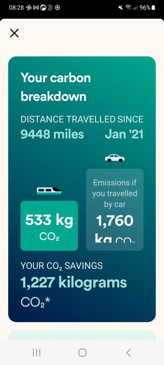 Using public transport has its highs &amp; lows. My train travel since January has apparently  1,227kg of CO2. Result 😀 However, waiting for 🚆's that have been delayed or cancelled is too often, the experience. No wonder the 🚘 is the preferred way to travel. #trains