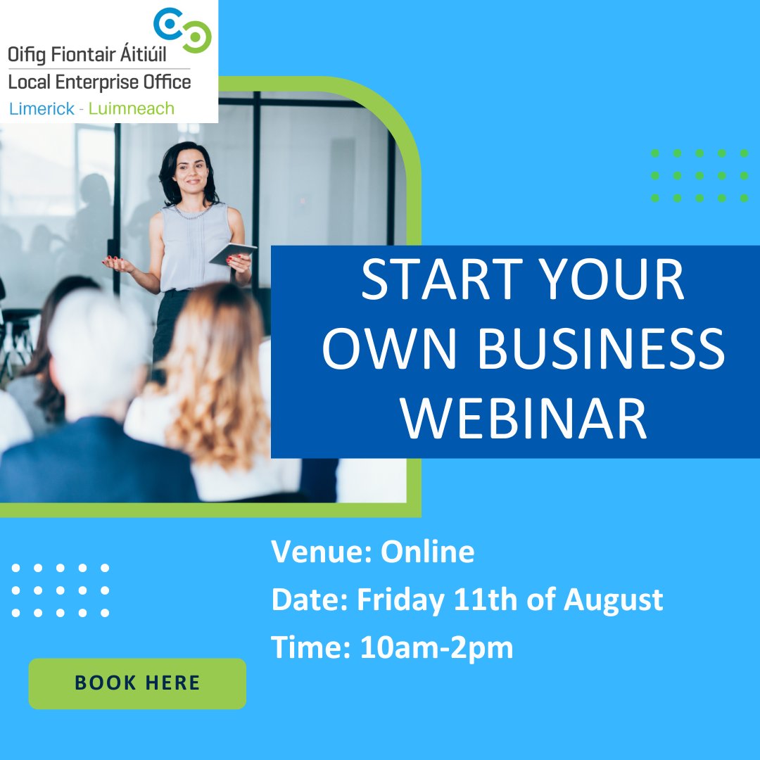 Are you thinking of starting a Business ? Join us on Friday 11th August for a 4-hour workshop that focuses on how to prepare an effective business plan and much more. Book your place here localenterprise.ie/!M3H302 ILOVELIMERICK.COM #startyourownbusiness #syob #limerick