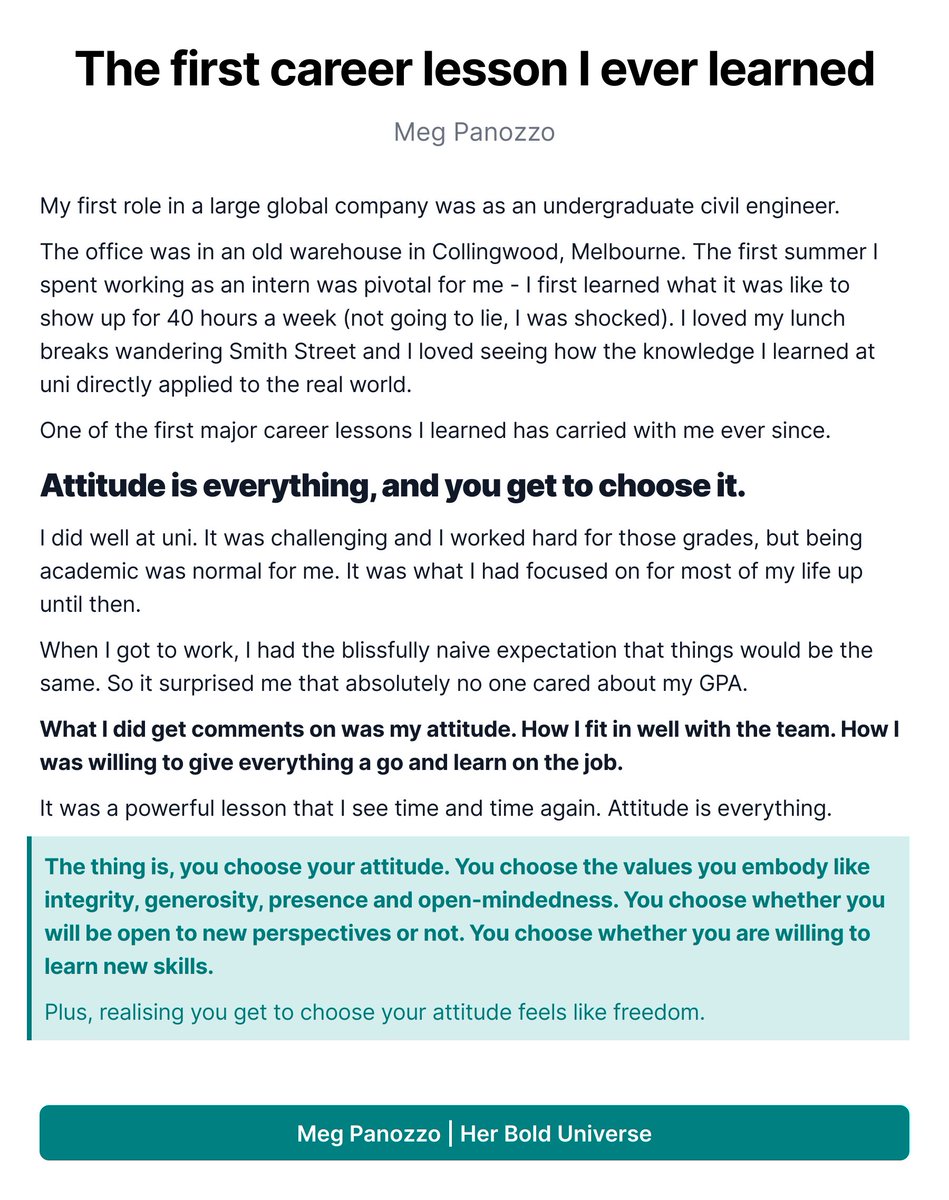 I'd love to know - what was your first major career lesson?