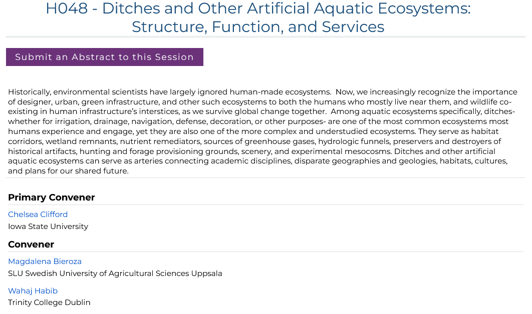 Like ditches*? Going to AGU? Then you should submit an abstract to this session led by <a href="/DitchOntologist/">Chelsea Clifford</a> 

*who doesn't?

agu.confex.com/agu/fm23/preli…