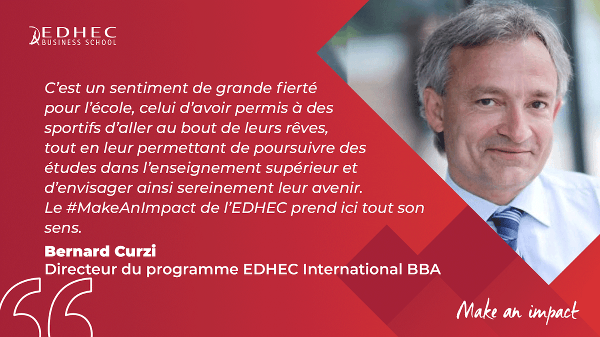 EDHEC_BSchool's tweet photo. Découvrez l'interview de Bernard Curzi, Directeur du programme #EDHEC #InternationalBBA Online, qui nous partage sa vision sur l'accompagnement des #sportifs de haut niveau dans la poursuite de leurs études.
➡️ https://t.co/H1C7zGA7sg 
 #CreateAndContribute https://t.co/vjZHyFXi6R