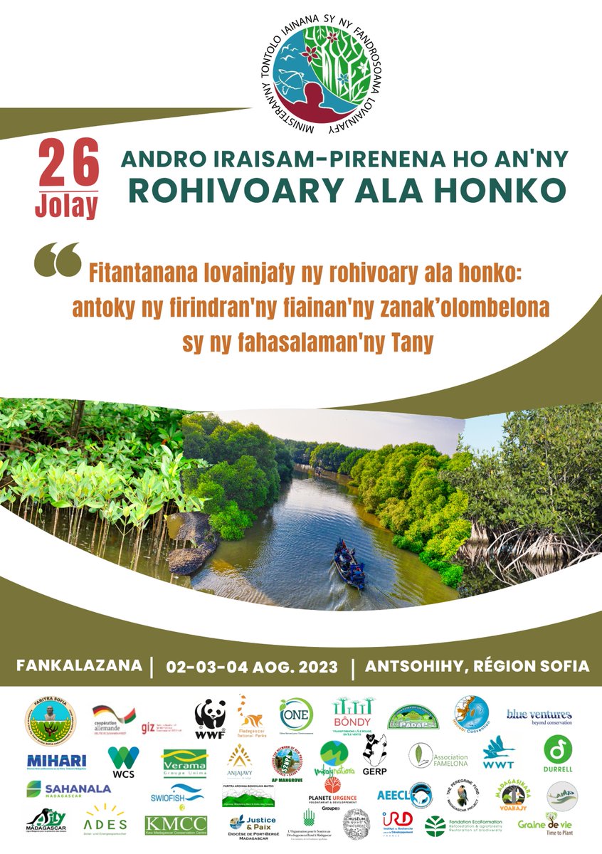 The national celebration of #MangroveDay  in Madagascar will take place in Antsohihy, SOFIA region, from August 2 to 4. Don't miss the echo of this event on our twitter !
