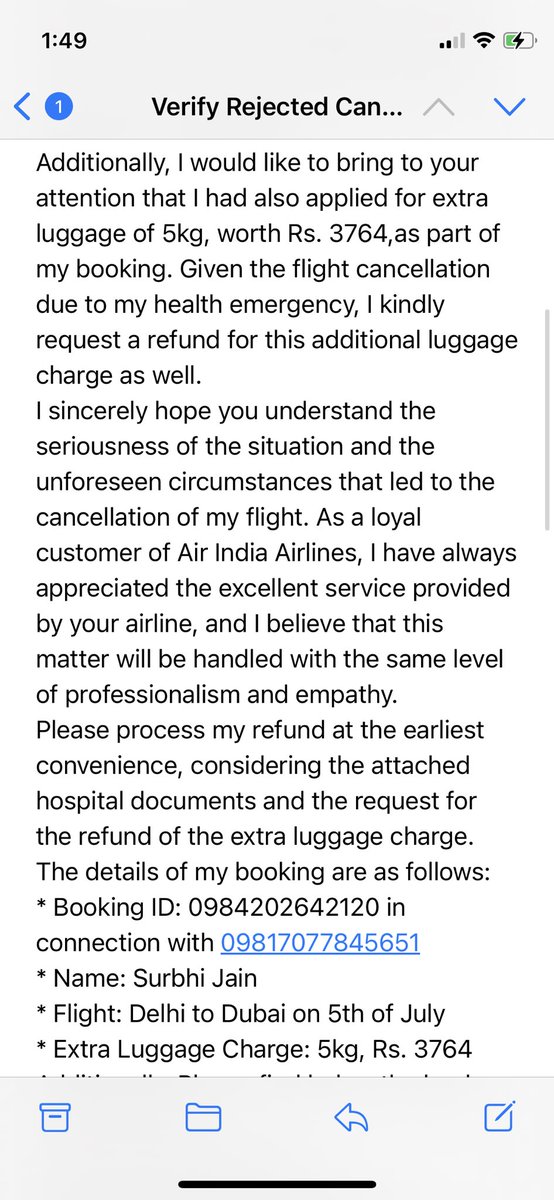 chaand199024's tweet photo. @airindia i’m disappointed with the experience I had while trying to get a refund for cancellation fees. Your customer support assured that providing medical documents would entitle me a refund of 15k for ticket,but it hasn't happened,Can you  look into this urgently #refund https://t.co/cS4C2hNfKZ