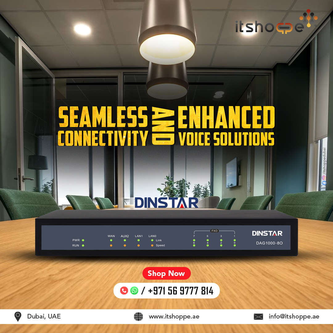 itshoppedubai's tweet image. 📞 Call us at [+971 56 9777 814] or visit our website [itshoppe.ae] to learn more and place your order today.
#DINSTAR #VoIPGateway #CommunicationSolutions #DigitalTransformation #ProductivityBoost #BusinessCommunication #UpgradeYourNetwork #CuttingEdgeTechnology